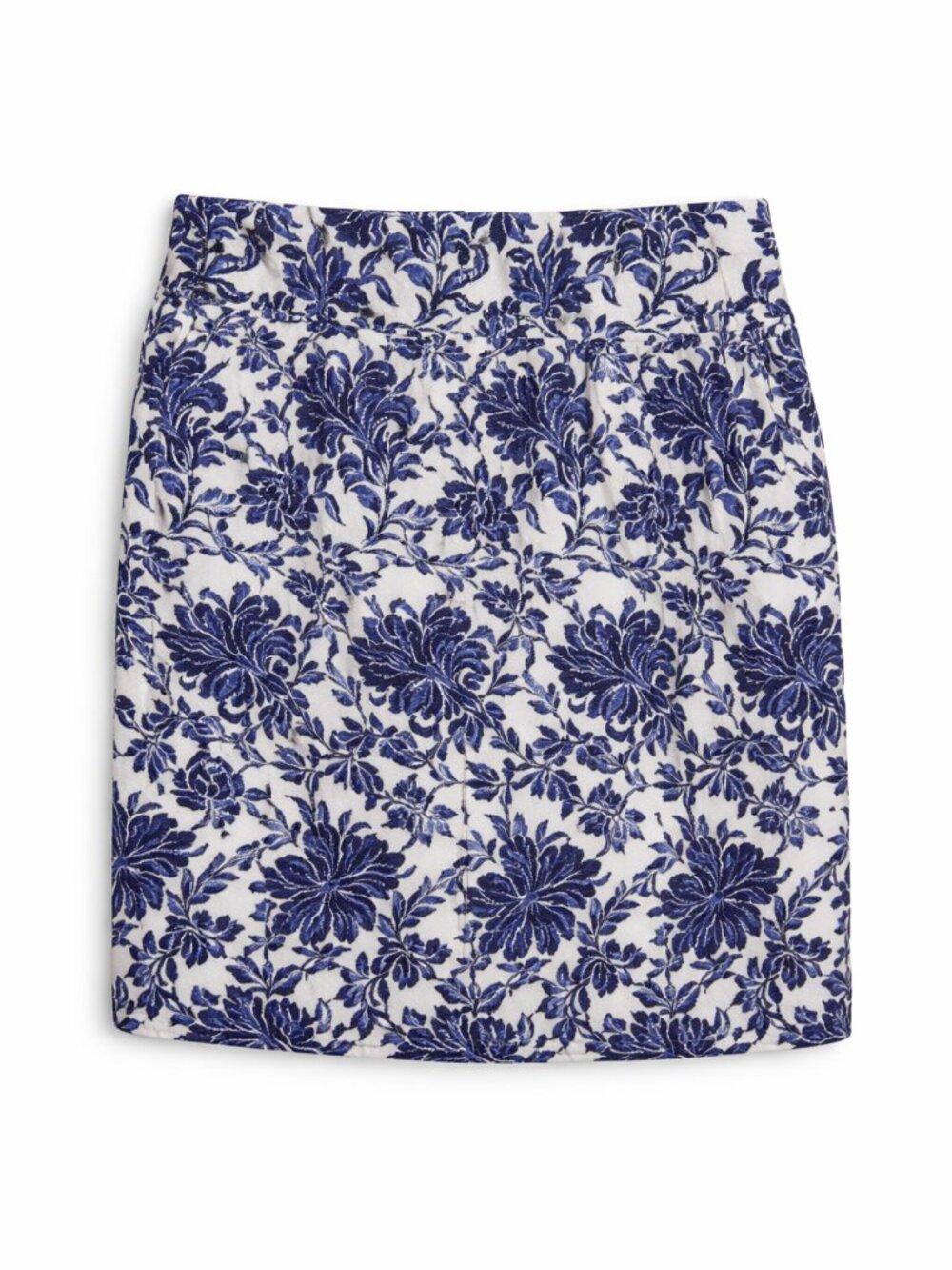 Ann Taylor Blue Floral Mini Skirt Size 4 Textured Jacquard White Navy Preppy